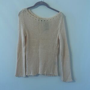 VINTAGE Ralph Lauren Sport Pink  Linen Open Weave Long Sleeves Sweater Size M